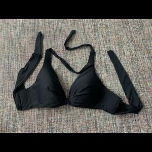 H2OH colours black bikini “deep v” halter top